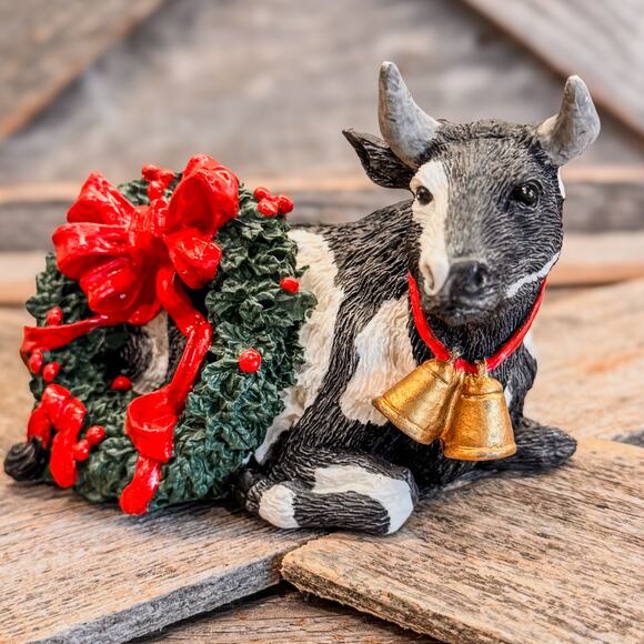 Tom Rubel Vintage 1989 Christmas Cow, Silver Deer, Christmas Animal Collection - Picture 3 of 9